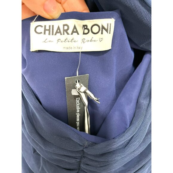 Chiara Boni $895 Leitha Cutout Mixed Media Sheath Dress in Blue Notte NWT - Picture 7 of 10